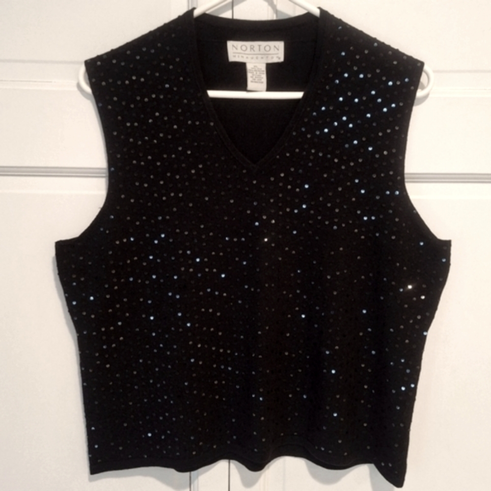 Norton McNaughton black sequined tank top